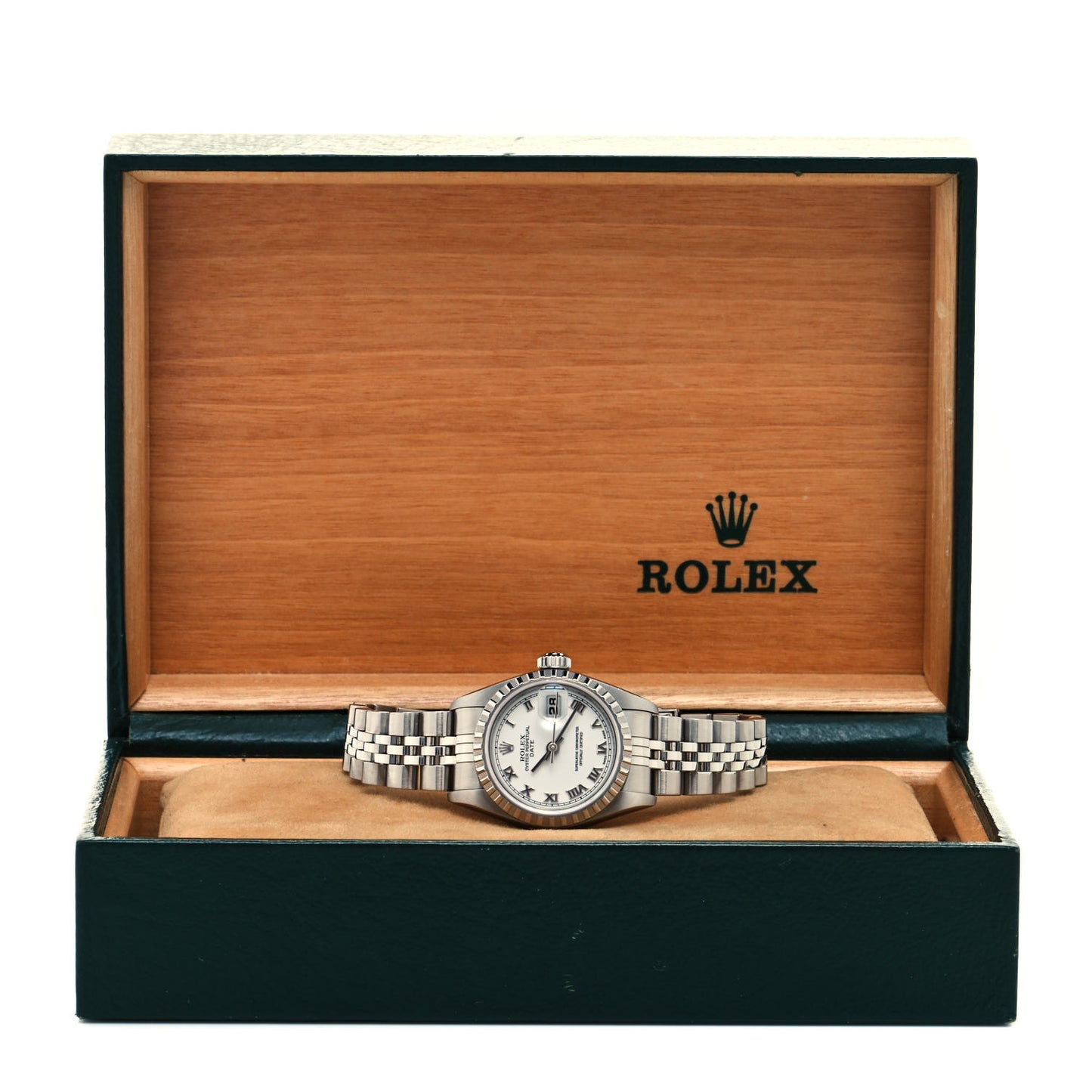 Stainless Steel 26mm Oyster Perpetual Date Watch White Roman 79240