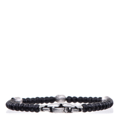 David Yurman Sterling Silver Black Spinel 5mm Spiritual Beads Skull Station Bracelet M 3 of 5