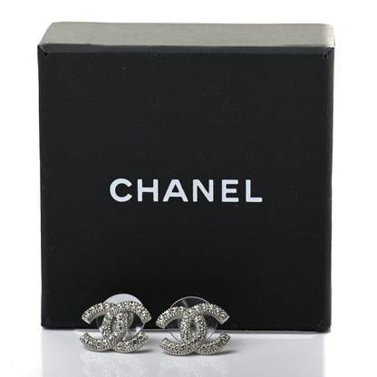 Chanel Crystal CC Earrings Silver 5 of 5