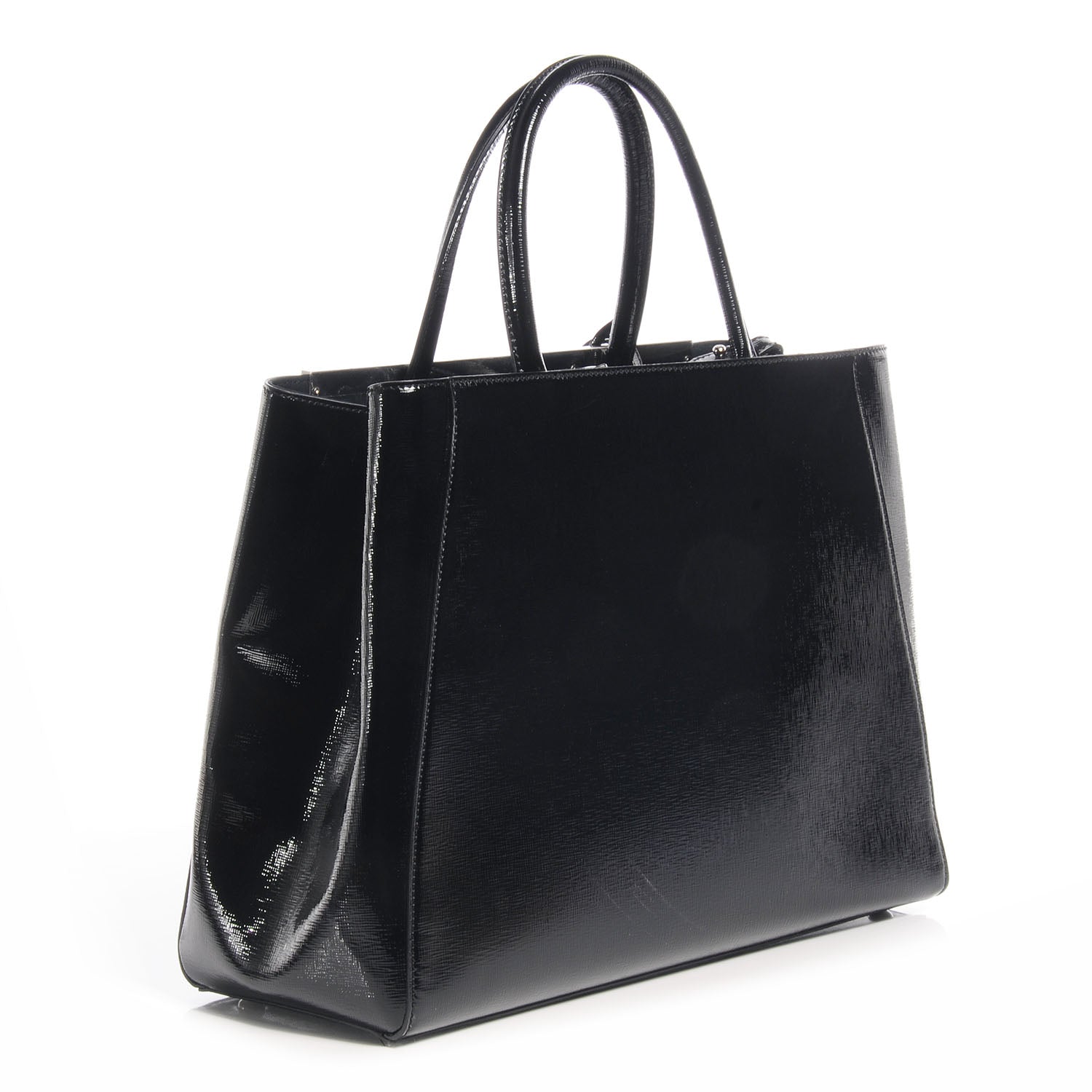 Fendi Patent Vitello Elite Regular 2Jours Tote Black 4 of 10