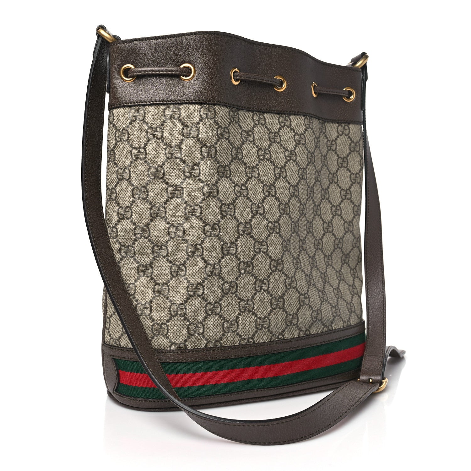 Gucci GG Supreme Monogram Web Ophidia Bucket Bag Brown 3 of 10