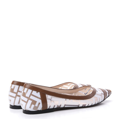 Fendi PVC Calfskin FF Colibri Ballerina Flats 39.5 White Cuoio 4 of 12