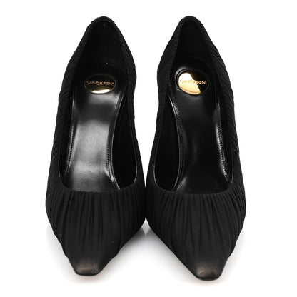 Saint Laurent Ruched Jersey Doville 110 Pump 38.5 Black Innocent Nude 3 of 10