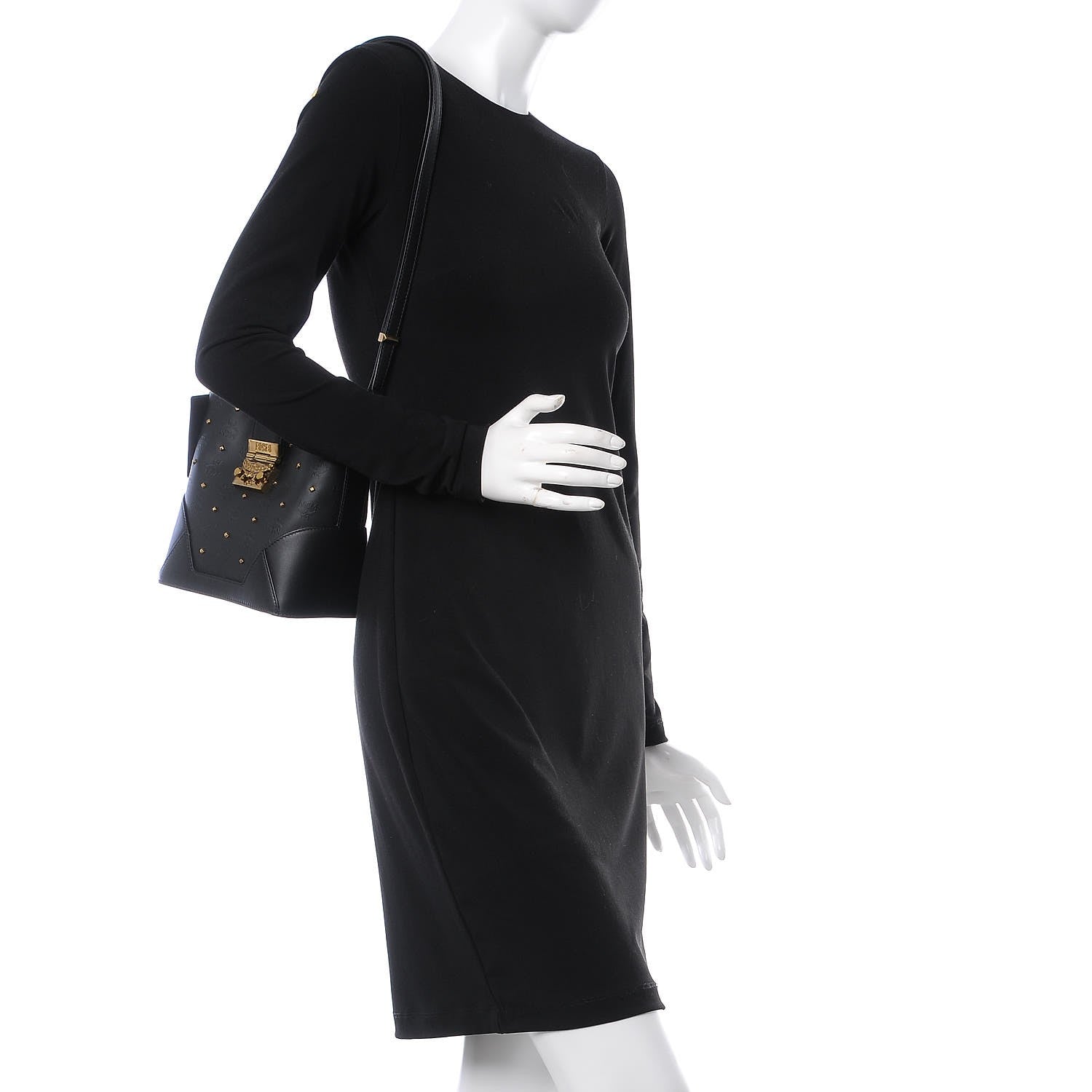 MCM Coated Canvas Mini Claudia Studs Crossbody Bag Black 2 of 7