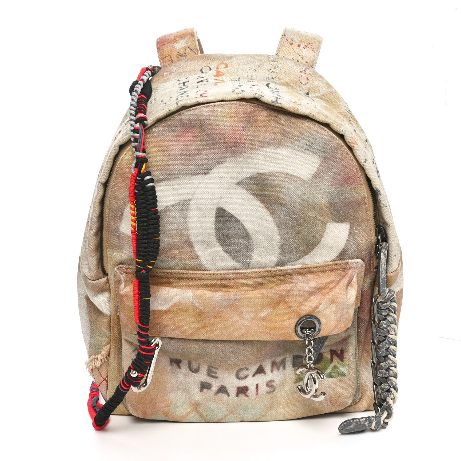 Chanel Graffiti Printed Canvas Medium Backpack Beige 1 of 10
