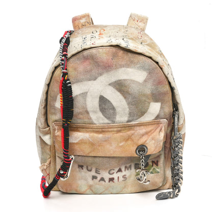 Chanel Graffiti Printed Canvas Medium Backpack Beige 1 of 10