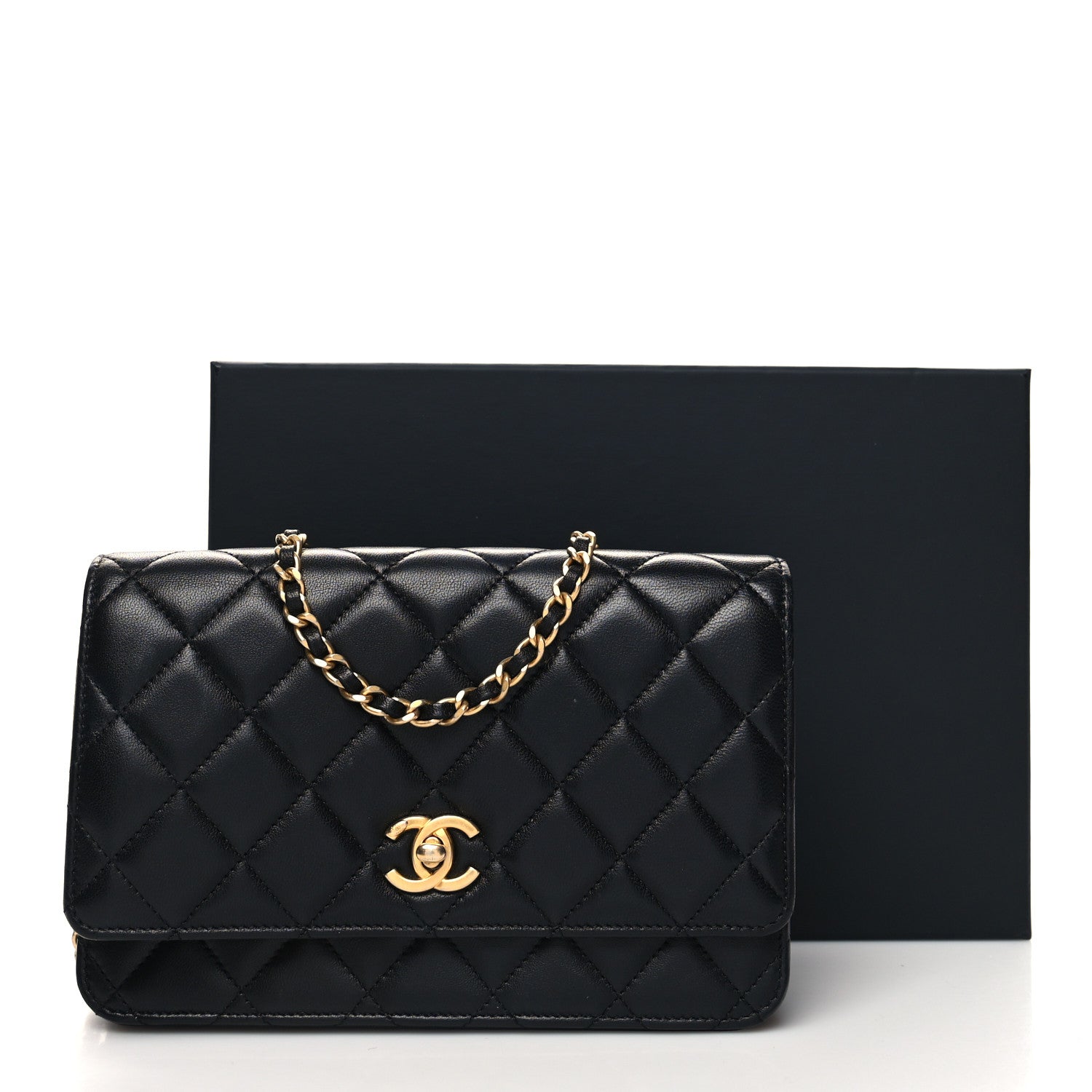 Chanel Lambskin Quilted Pearl Crush Wallet On Chain WOC Black 14 of 14