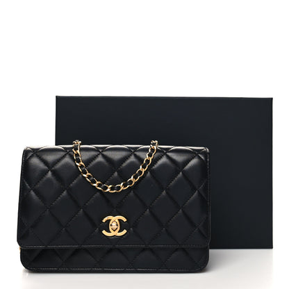 Chanel Lambskin Quilted Pearl Crush Wallet On Chain WOC Black 14 of 14