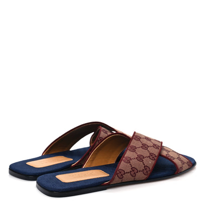 Gucci Canvas GG Monogram Mens Criss Cross Slide Sandals 10 Sahara Rubino Chardonnay 4 of 8