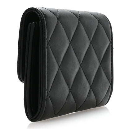 Chanel Lambskin Quilted Flap Baguette Crystal Card Holder Wallet Black 3 of 9