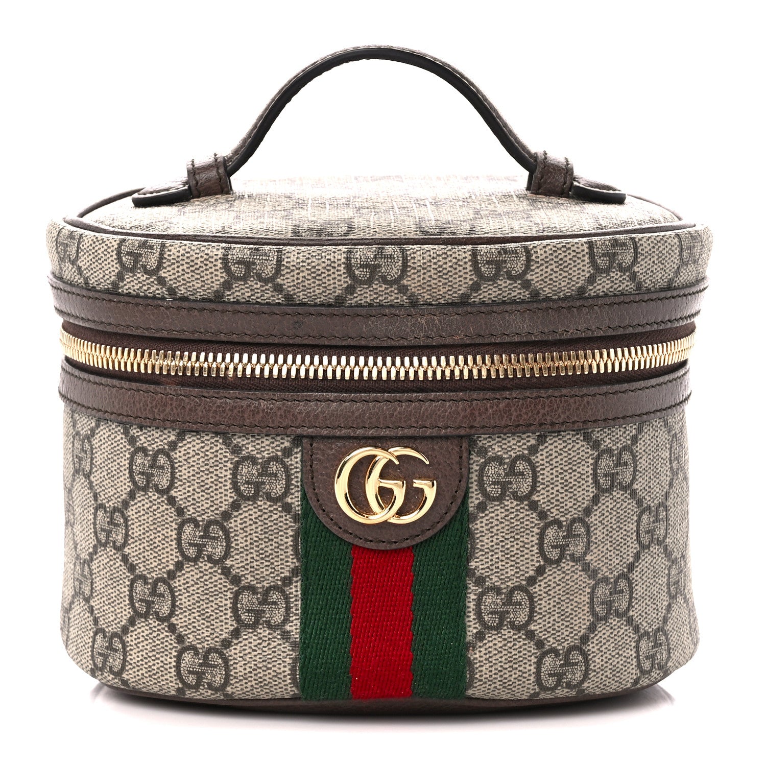 Gucci GG Supreme Monogram Textured Calfskin Web Ophidia Vanity Cosmetic Case Beige Ebony New Acero 1 of 13