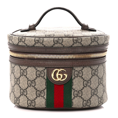 Gucci GG Supreme Monogram Textured Calfskin Web Ophidia Vanity Cosmetic Case Beige Ebony New Acero 1 of 13