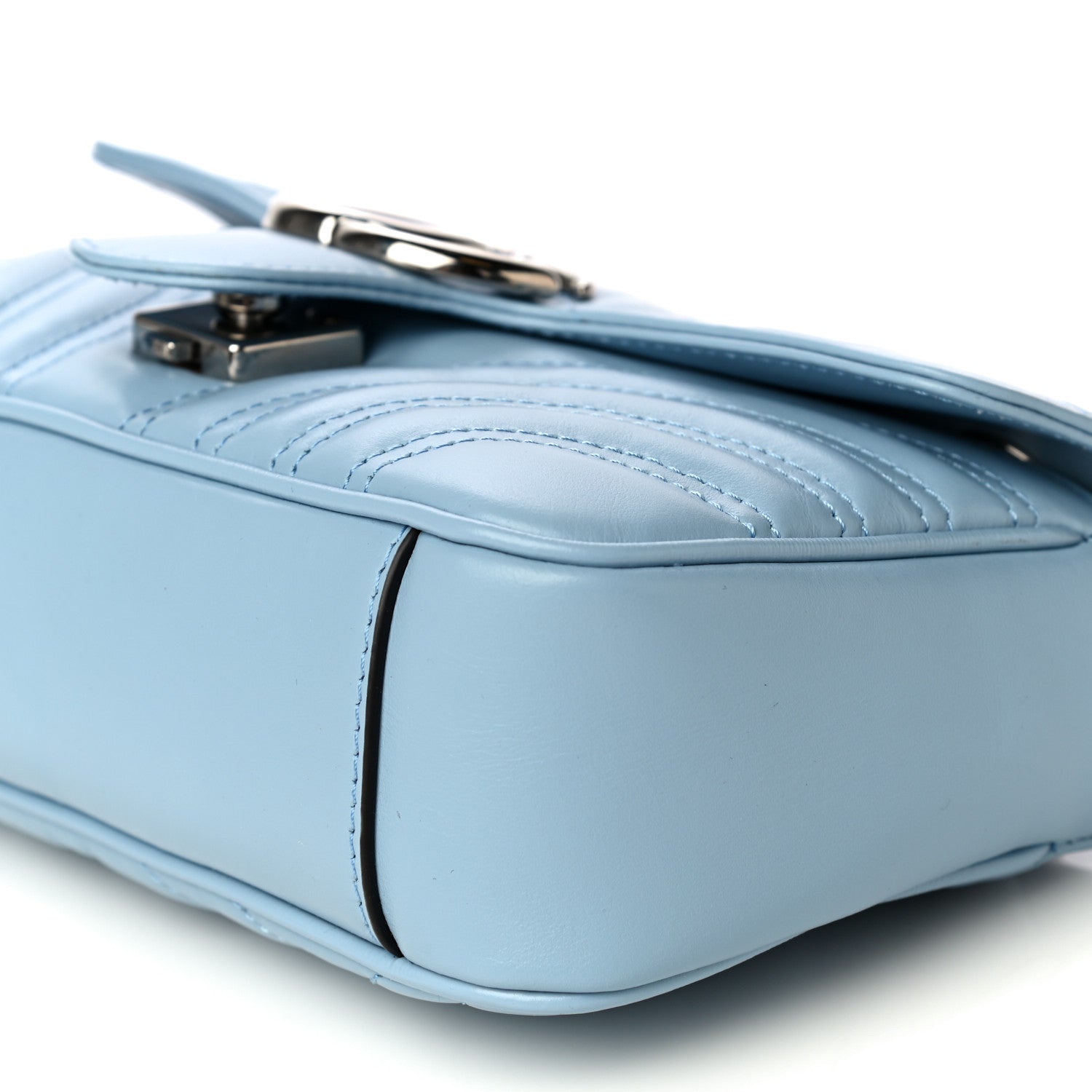 Gucci Calfskin Matelasse Mini GG Marmont Shoulder Bag Porcelain Light Blue 10 of 16