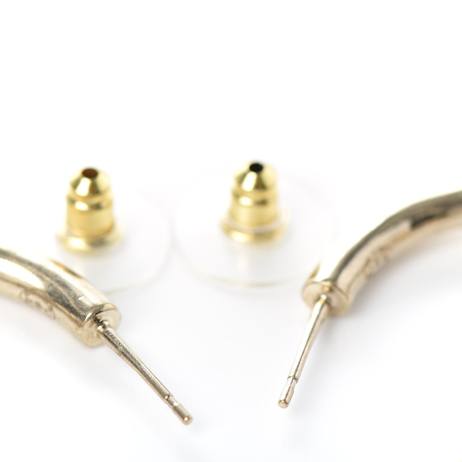 Chanel Crystal Pearl CC Turnlock Climber Hoop Earrings Gold Red Pearly White 3 of 4
