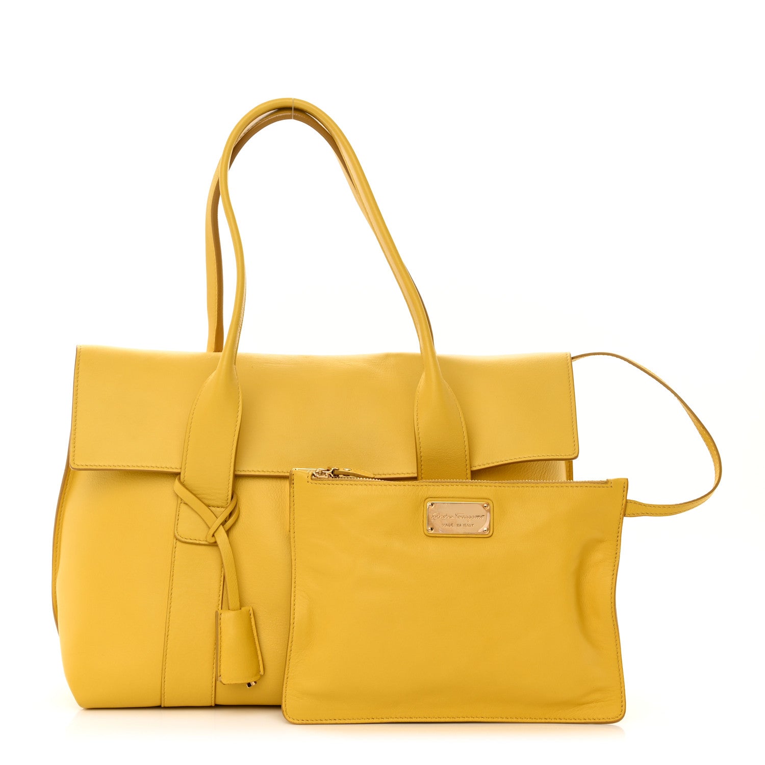 Salvatore Ferragamo Calfskin Medium Sookie Shoulder Bag Yellow 1 of 15