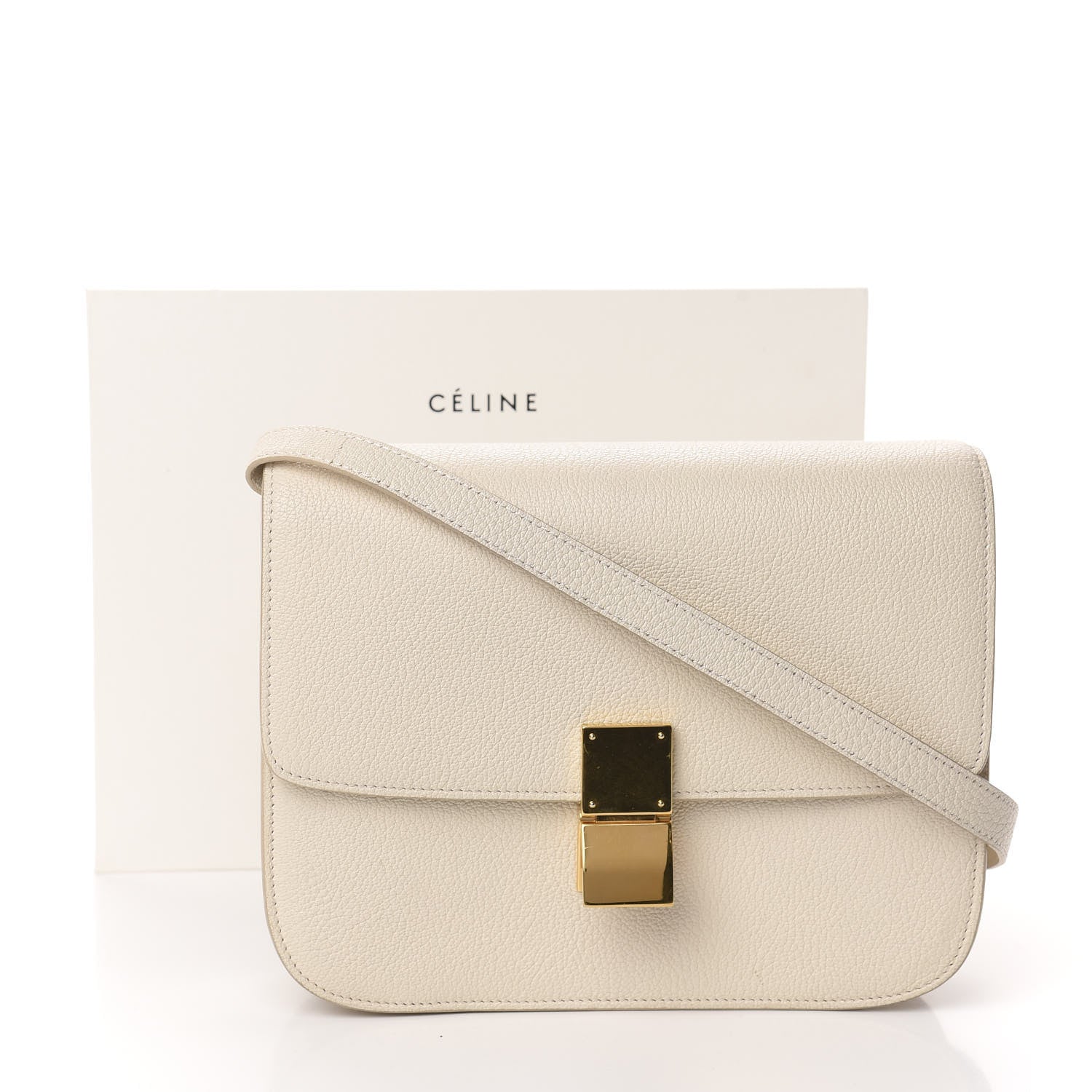 Celine Goatskin Medium Classic Box Flap Bag White 11 of 11