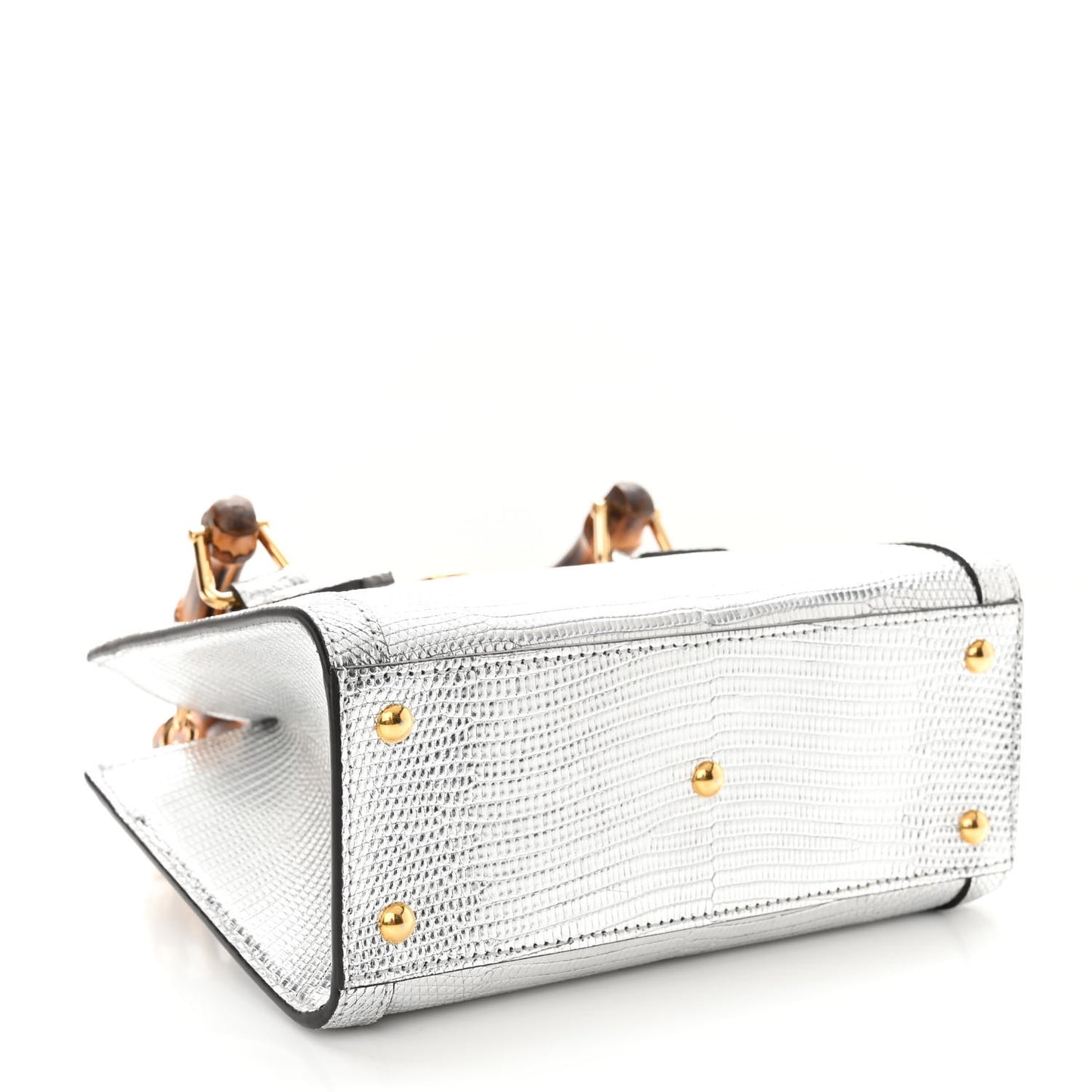Lizard Mini Diana Tote Bag Silver