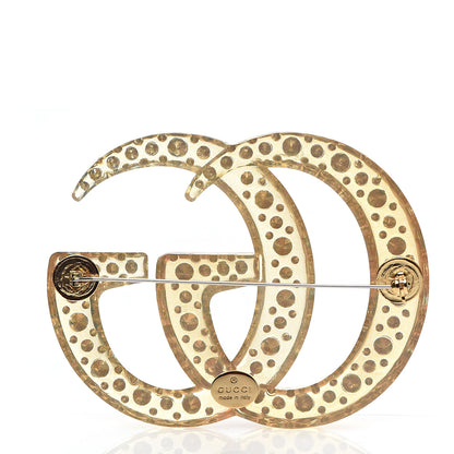 Gucci Resin Crystal GG Brooch Gold 2 of 4