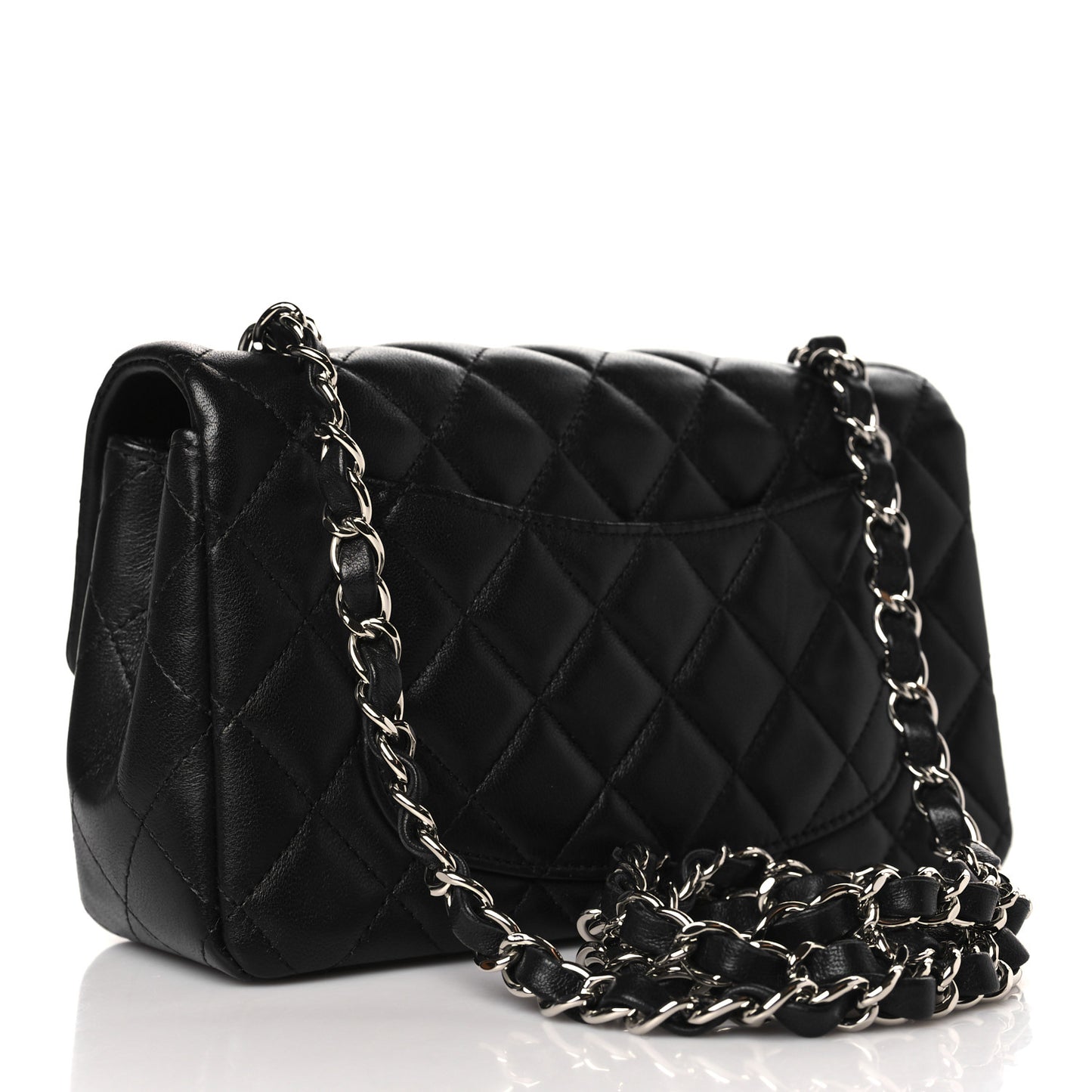Lambskin Quilted Mini Rectangular Flap Black