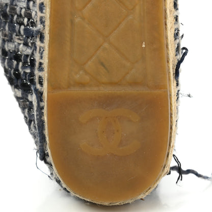 Chanel Metallic Tweed Lambskin CC Espadrilles 39 Blue Black Silver 8 of 16