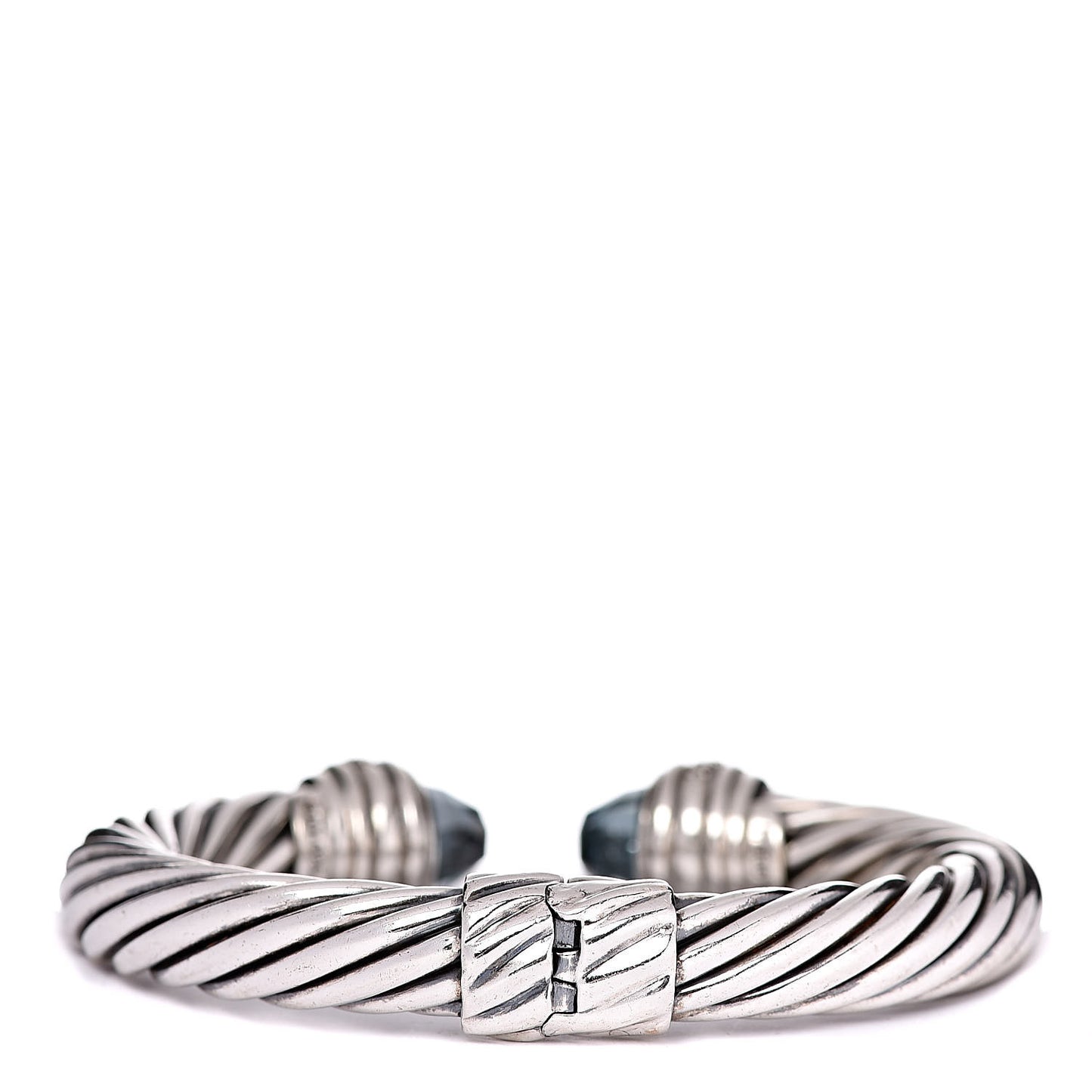 Sterling Silver Blue Topaz Diamond 10mm Cable Classics Bracelet