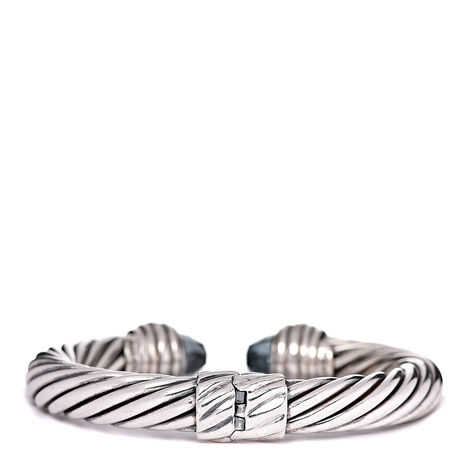 David Yurman Sterling Silver Blue Topaz Diamond 10mm Cable Classics Bracelet 3 of 7