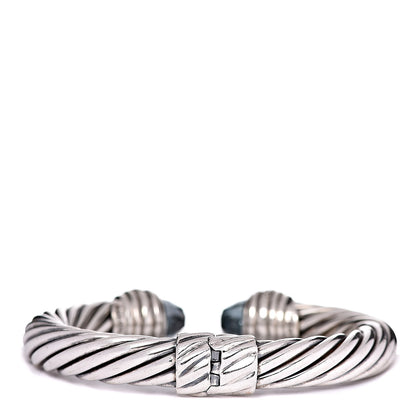 David Yurman Sterling Silver Blue Topaz Diamond 10mm Cable Classics Bracelet 3 of 7