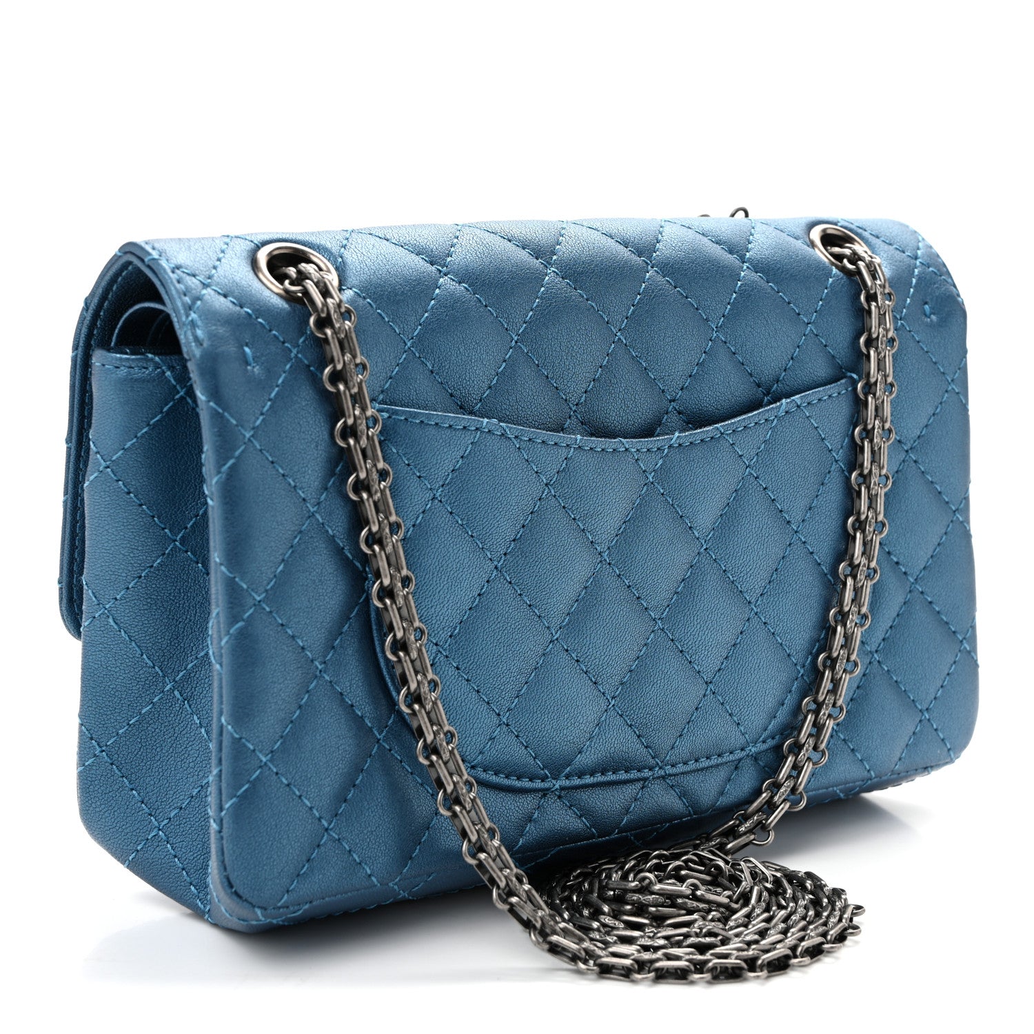 Chanel Metallic Sheepskin Quilted 2.55 Reissue 225 Flap  Blue 2 of 11