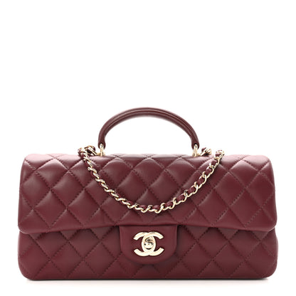 Chanel Lambskin Quilted Top Handle East West Flap Dark Burgundy 1 of 11