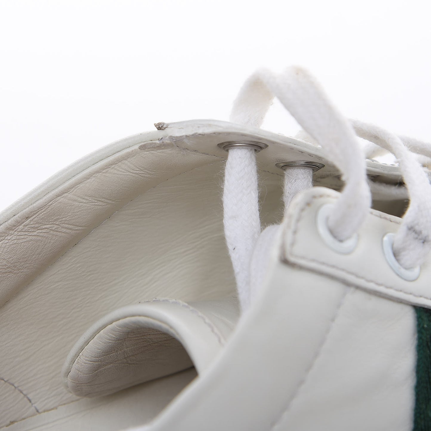 Calfskin Web Bee Embroidered Womens Ace Sneakers 38 White Green