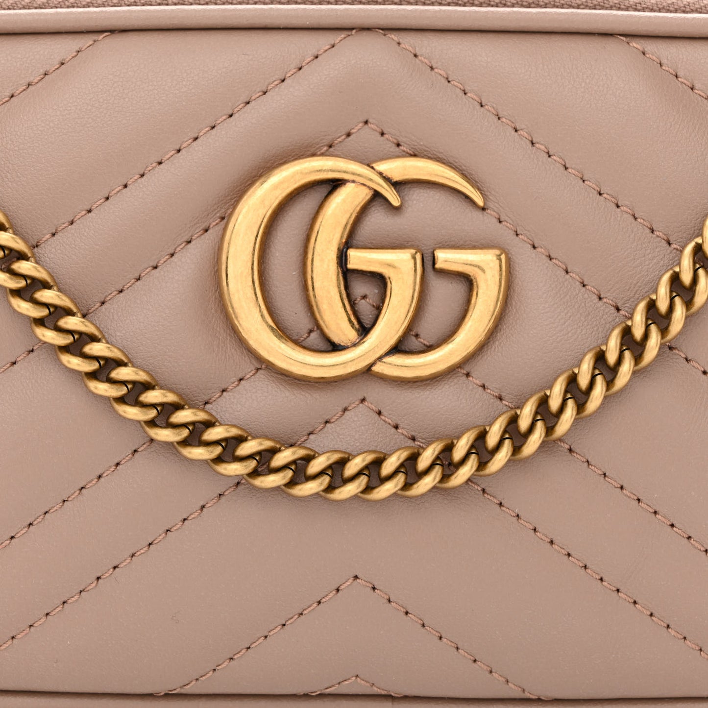 Calfskin Matelasse Mini GG Marmont Chain Crossbody Bag Porcelain Rose