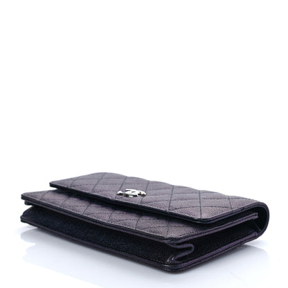 Chanel Iridescent Caviar Quilted Classic Pouch Clutch Black 10 of 10