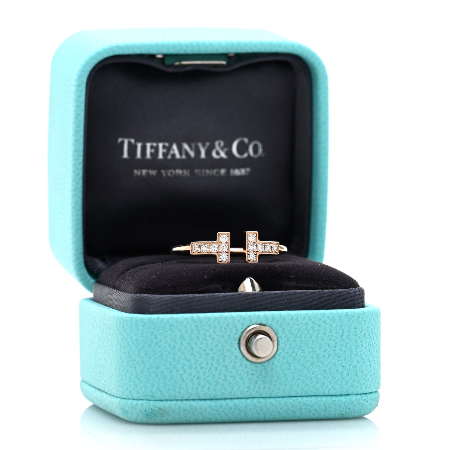 18K Rose Gold Diamond T Wire Ring 54 7