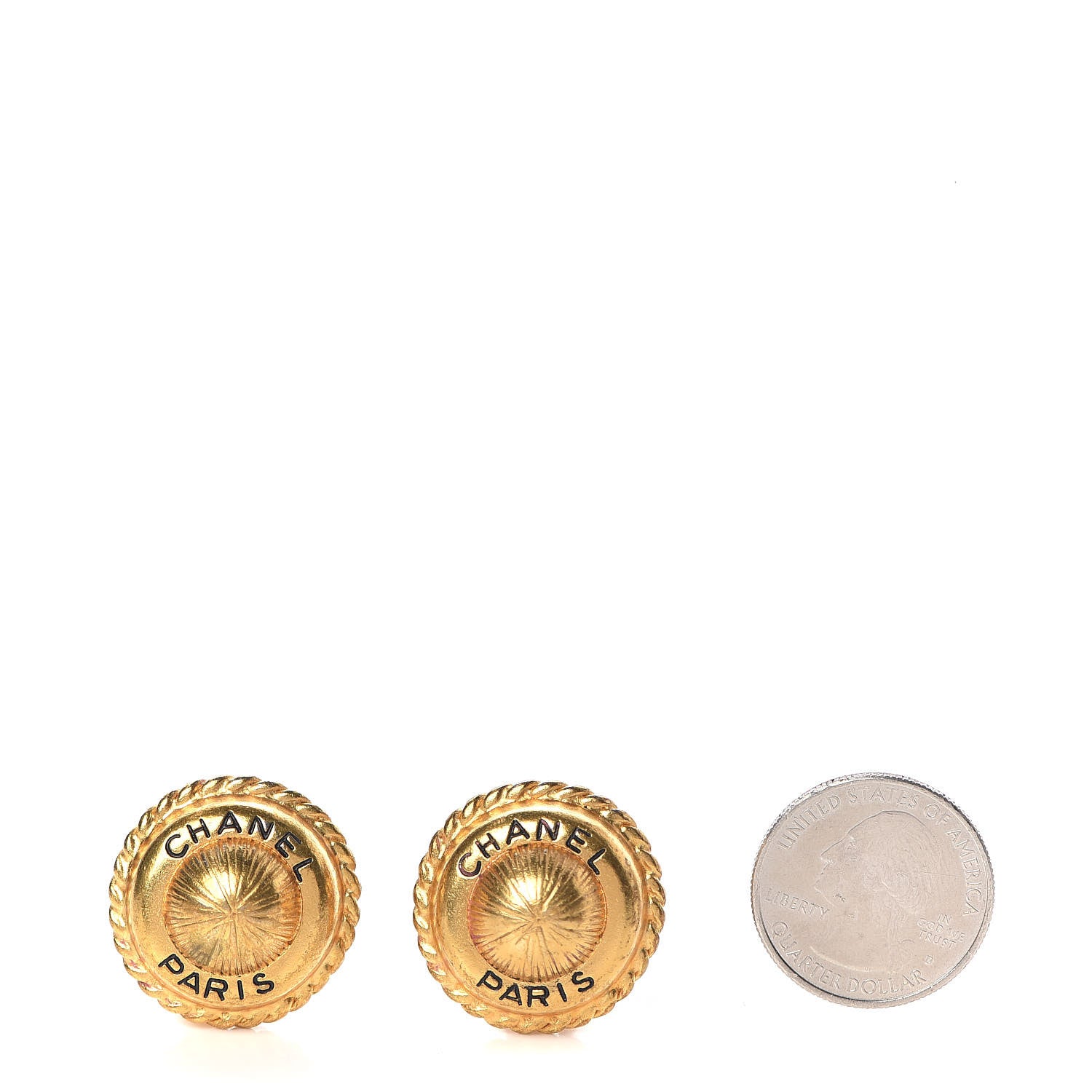 Chanel Button Clip On Earrings Gold 2 of 5