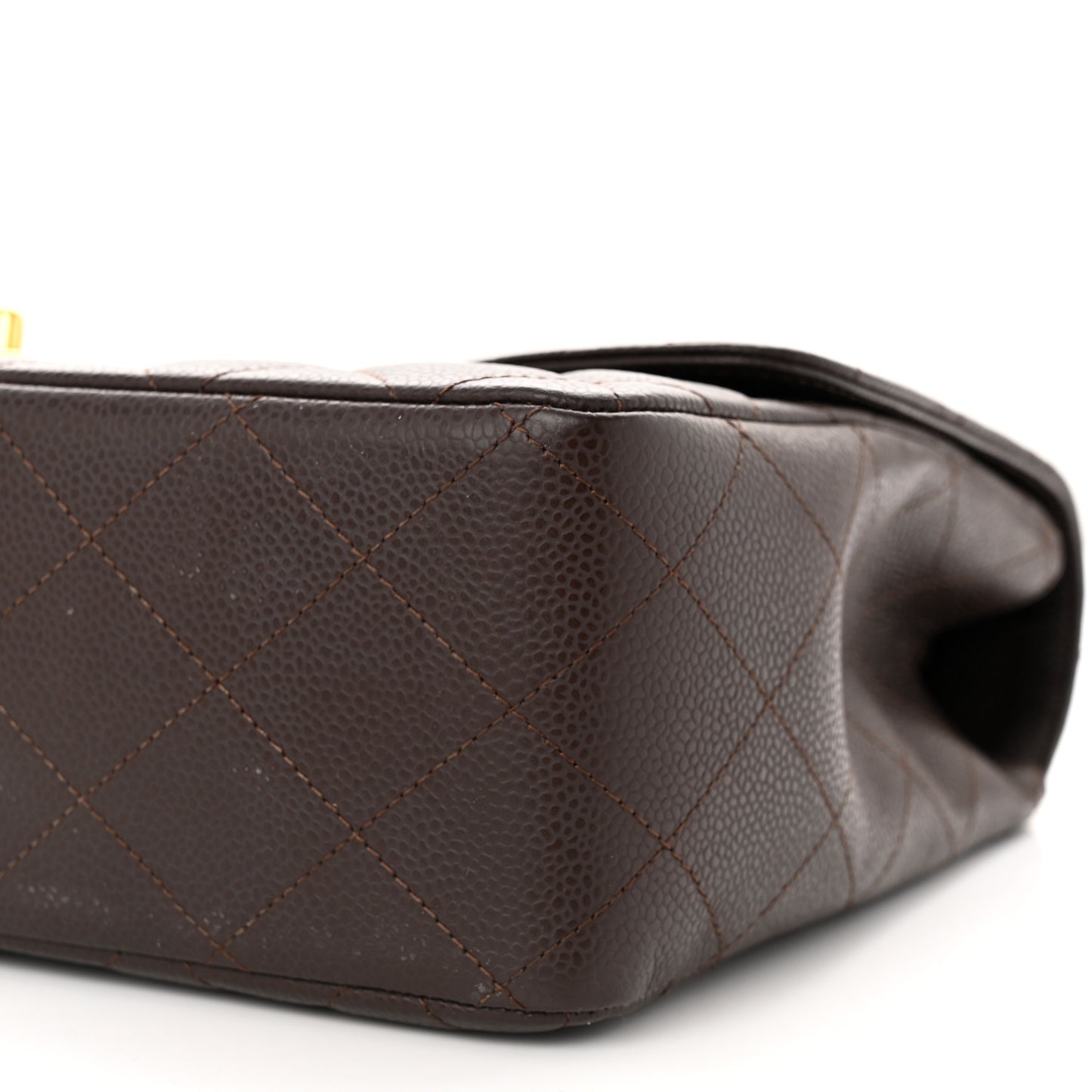 Caviar Quilted Jumbo Single Flap Dark Brown
