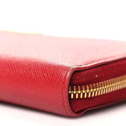 Prada Saffiano Metal Zip Around Wallet Fuoco 9 of 12