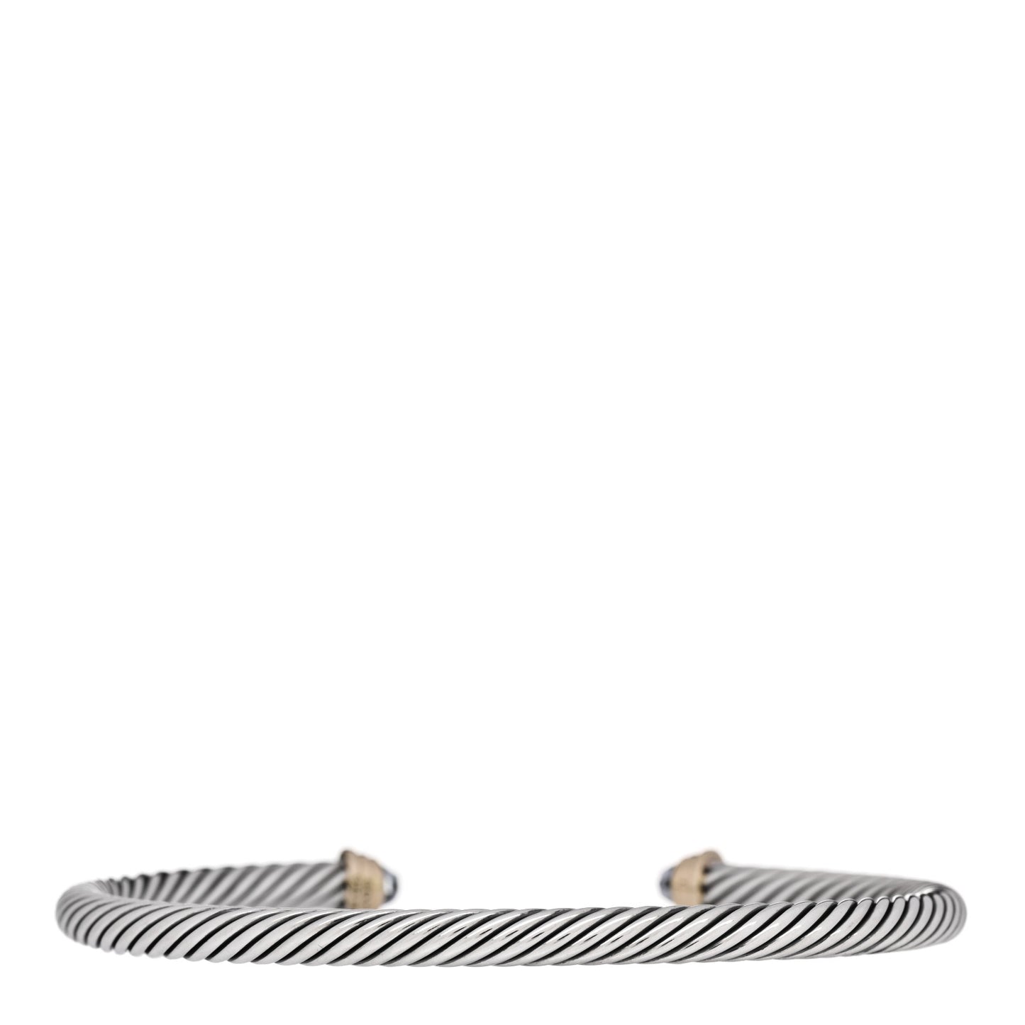 Sterling Silver 14K Yellow Gold Aquamarine 4mm Kids Cable Bracelet