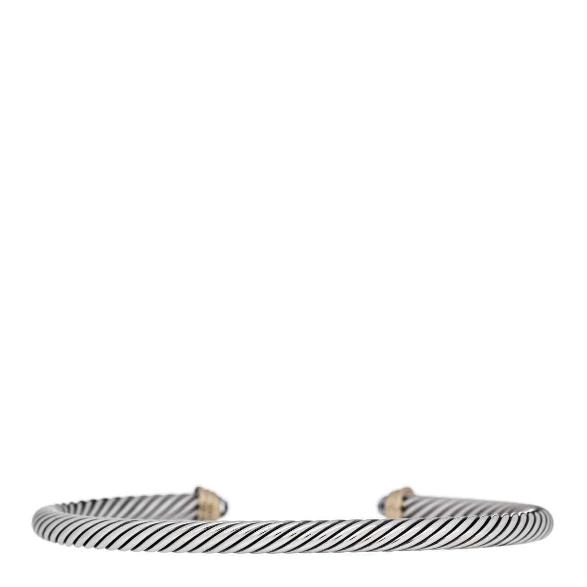 David Yurman Sterling Silver 14K Yellow Gold Aquamarine 4mm Kids Cable Bracelet 2 of 3