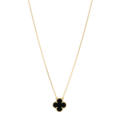 Van Cleef & Arpels 18K Yellow Gold Black Onyx Vintage Alhambra Pendant Necklace 1 of 5