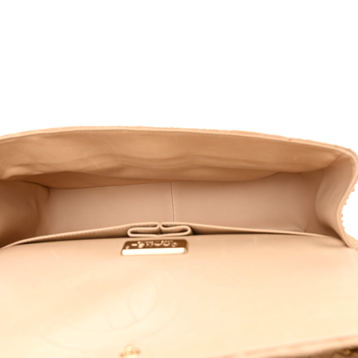 Snakeskin Jumbo Double Flap Beige