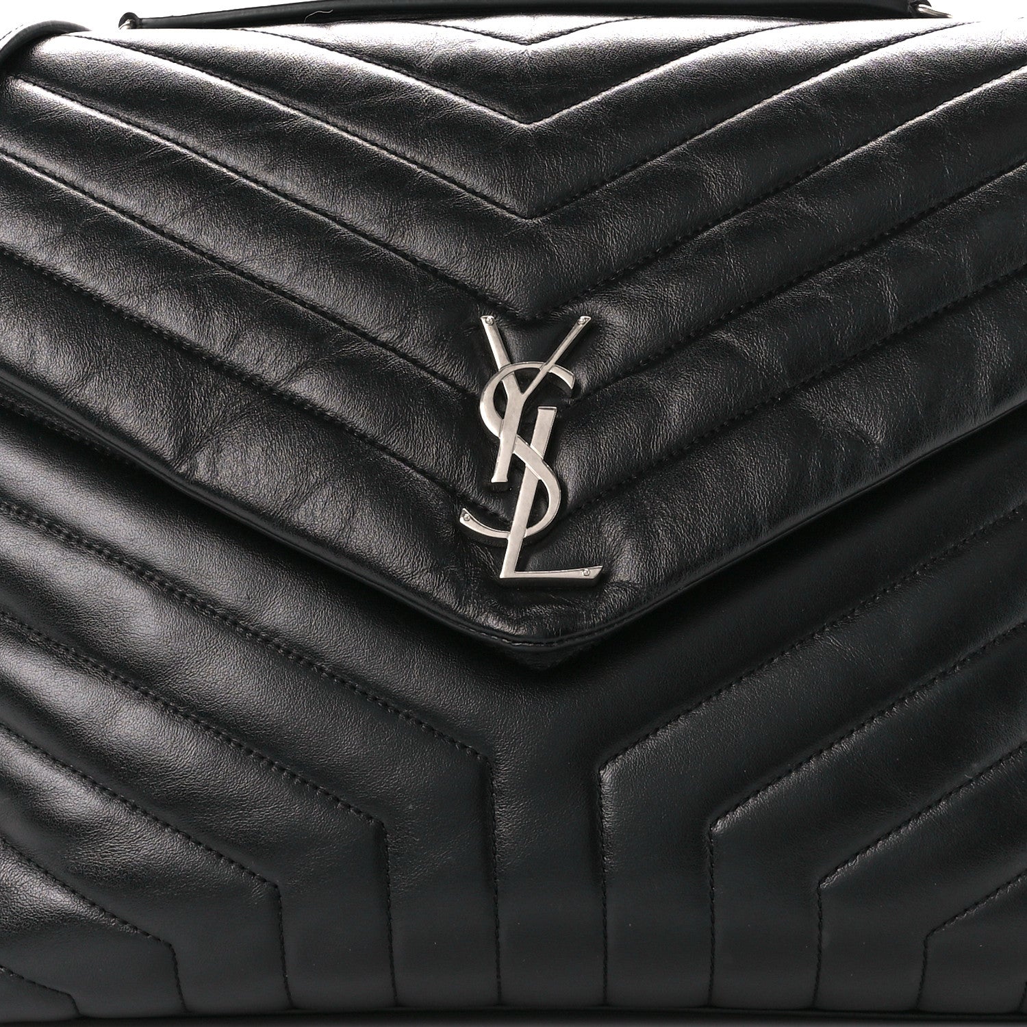 Saint Laurent Calfskin Y Quilted Monogram Large Loulou Chain Satchel Black 9 of 11