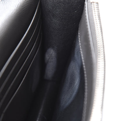 Saint Laurent Grain De Poudre Matelasse Chevron Monogram Envelope Chain Wallet Coal 5 of 11