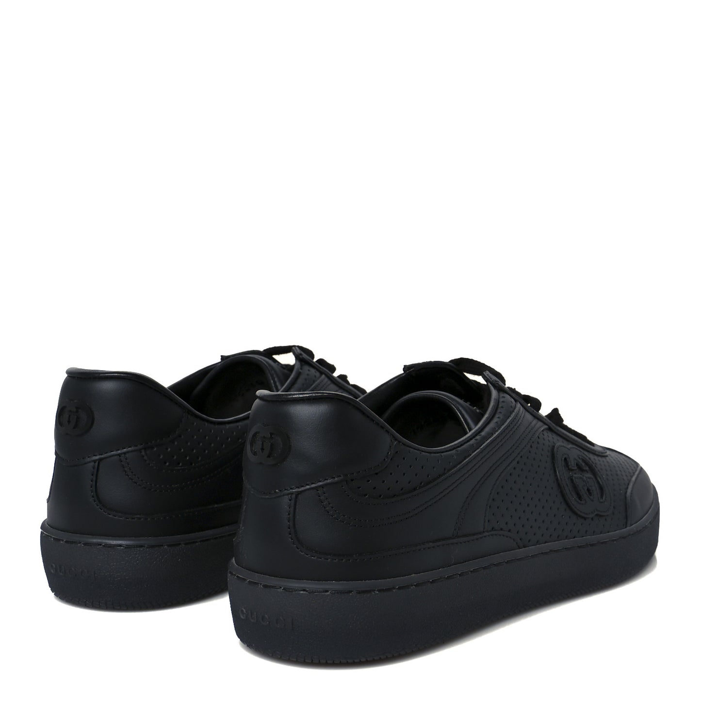 Calfskin Perforated Mens G75 Sneakers 9 Black