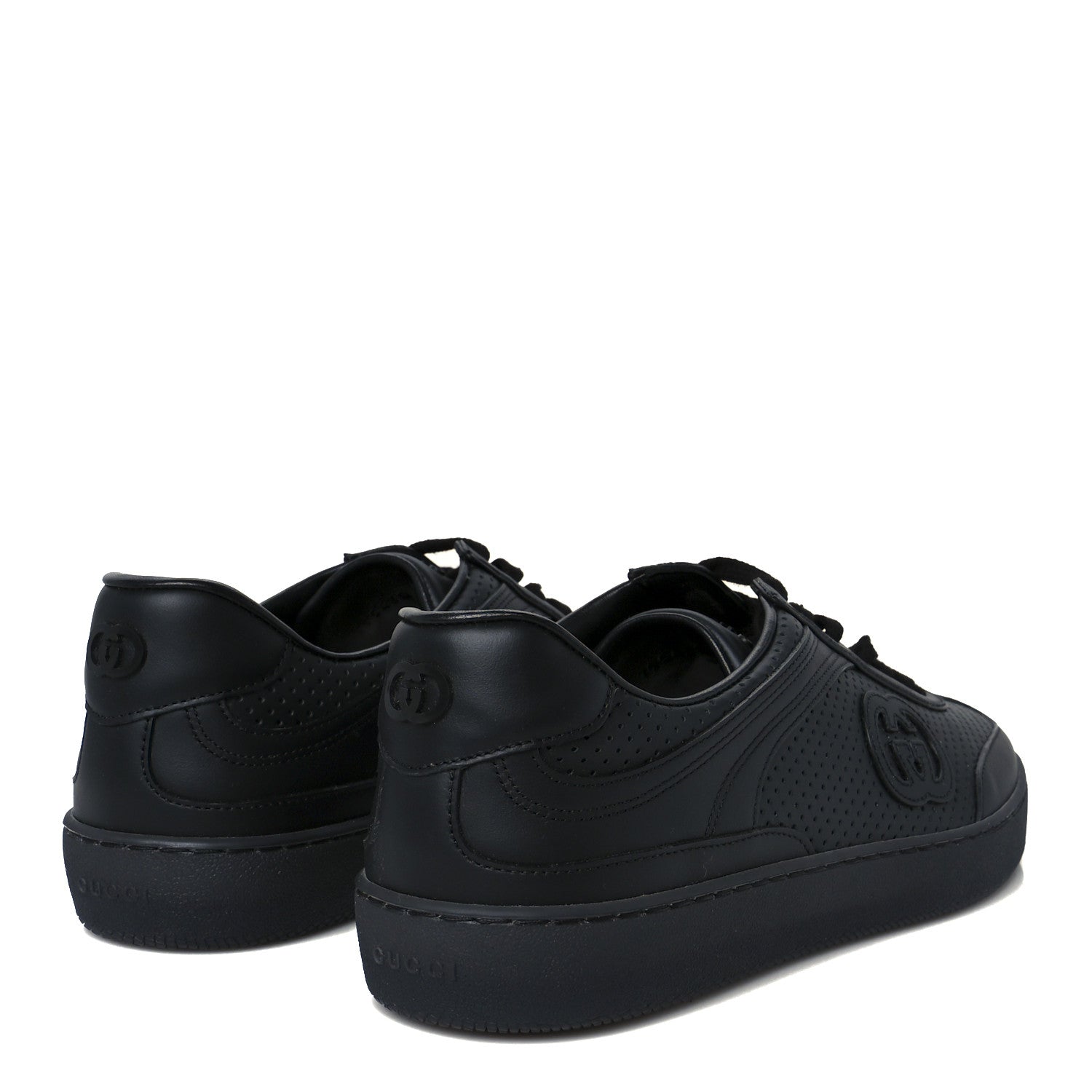 Gucci Calfskin Perforated Mens G75 Sneakers 9 Black 5 of 11