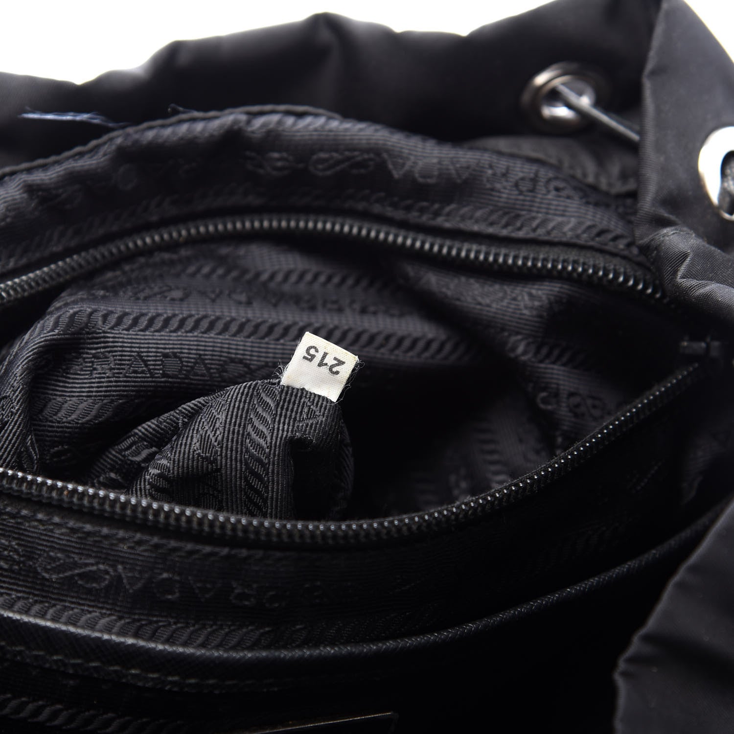Prada Nylon New Vela Studded Backpack Black White 8 of 9