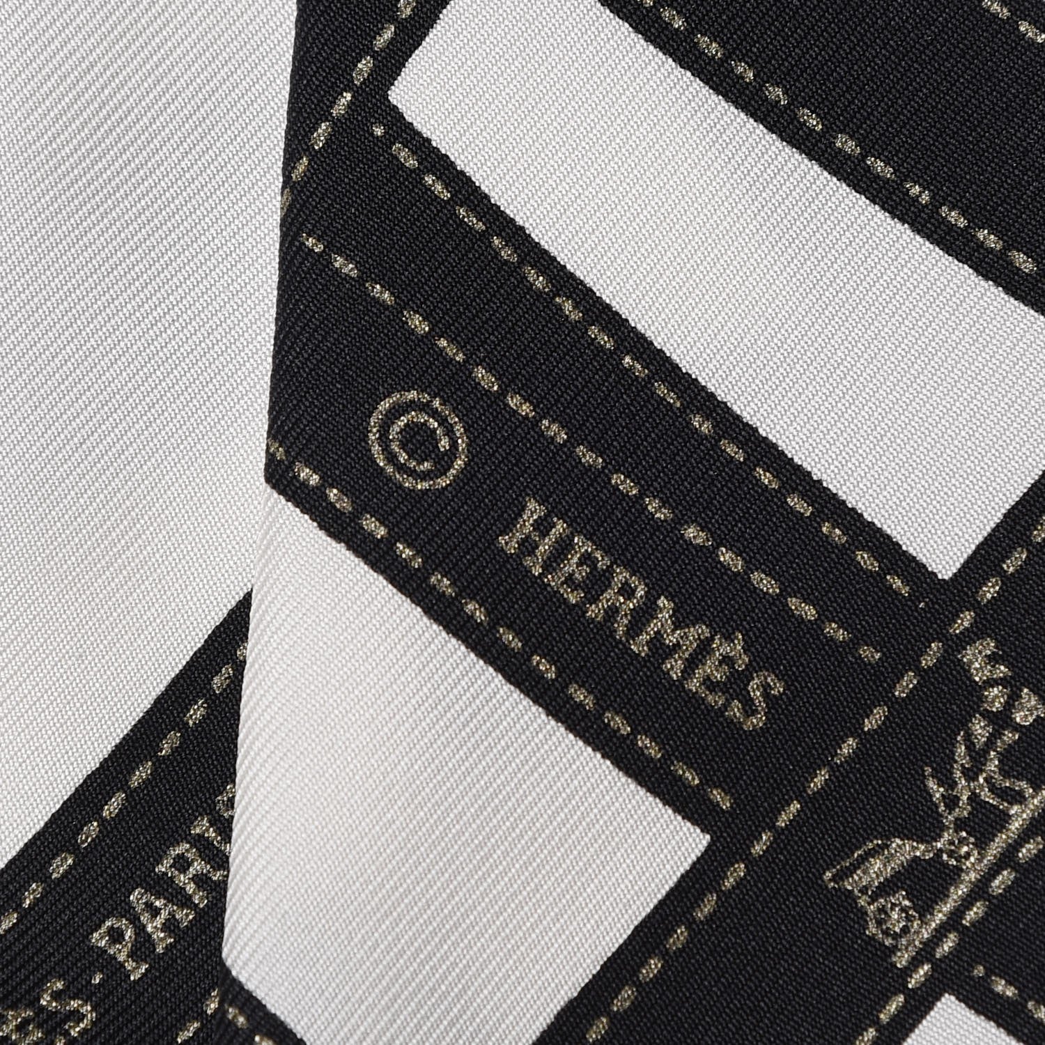 Hermes Silk Bolduc Twilly White Black 5 of 5