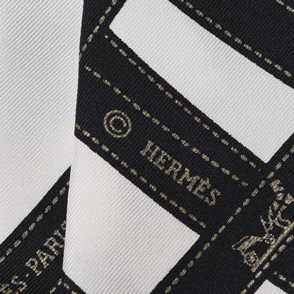 Hermes Silk Bolduc Twilly White Black 5 of 5