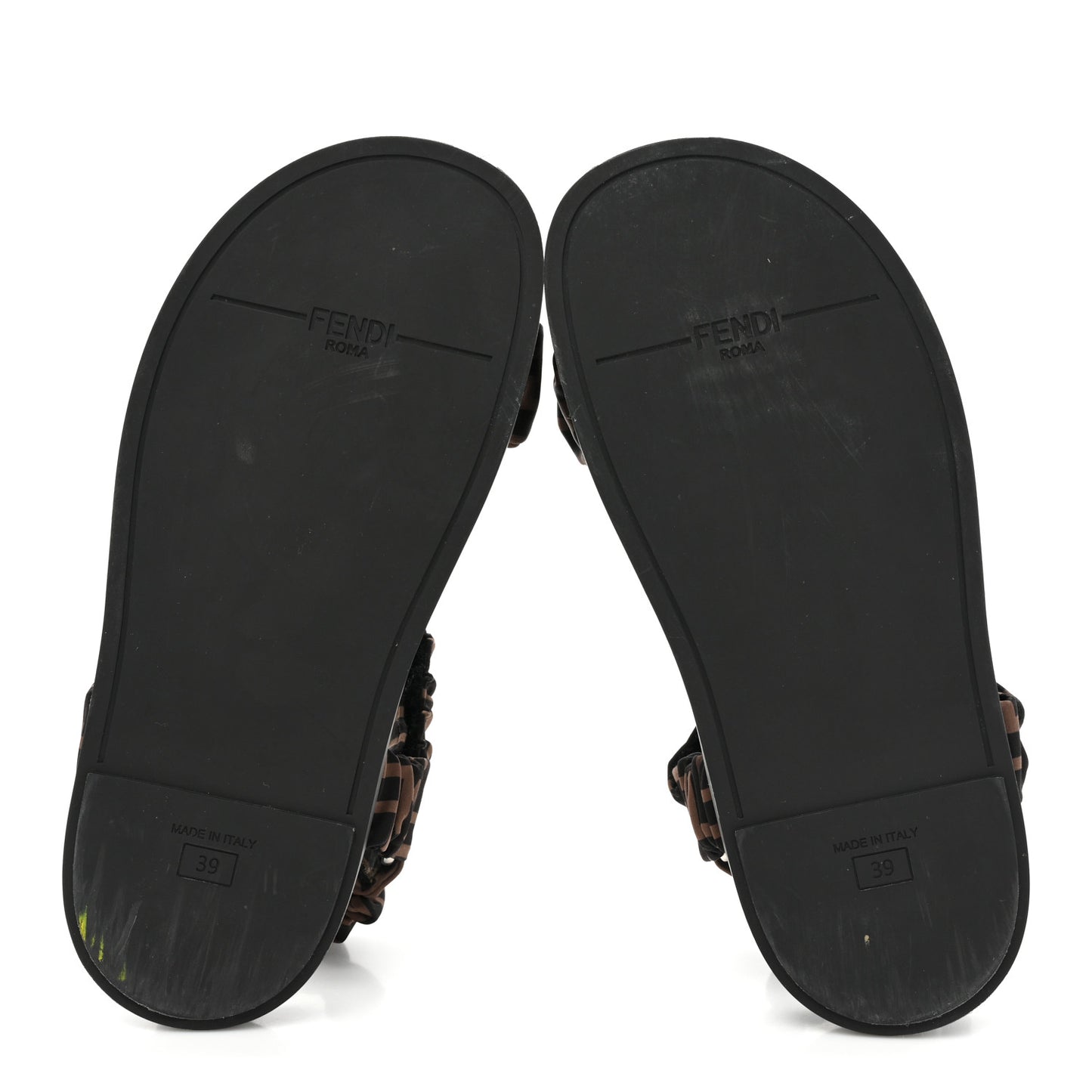 Satin FF Ruched Sandals 39 Tobacco Black