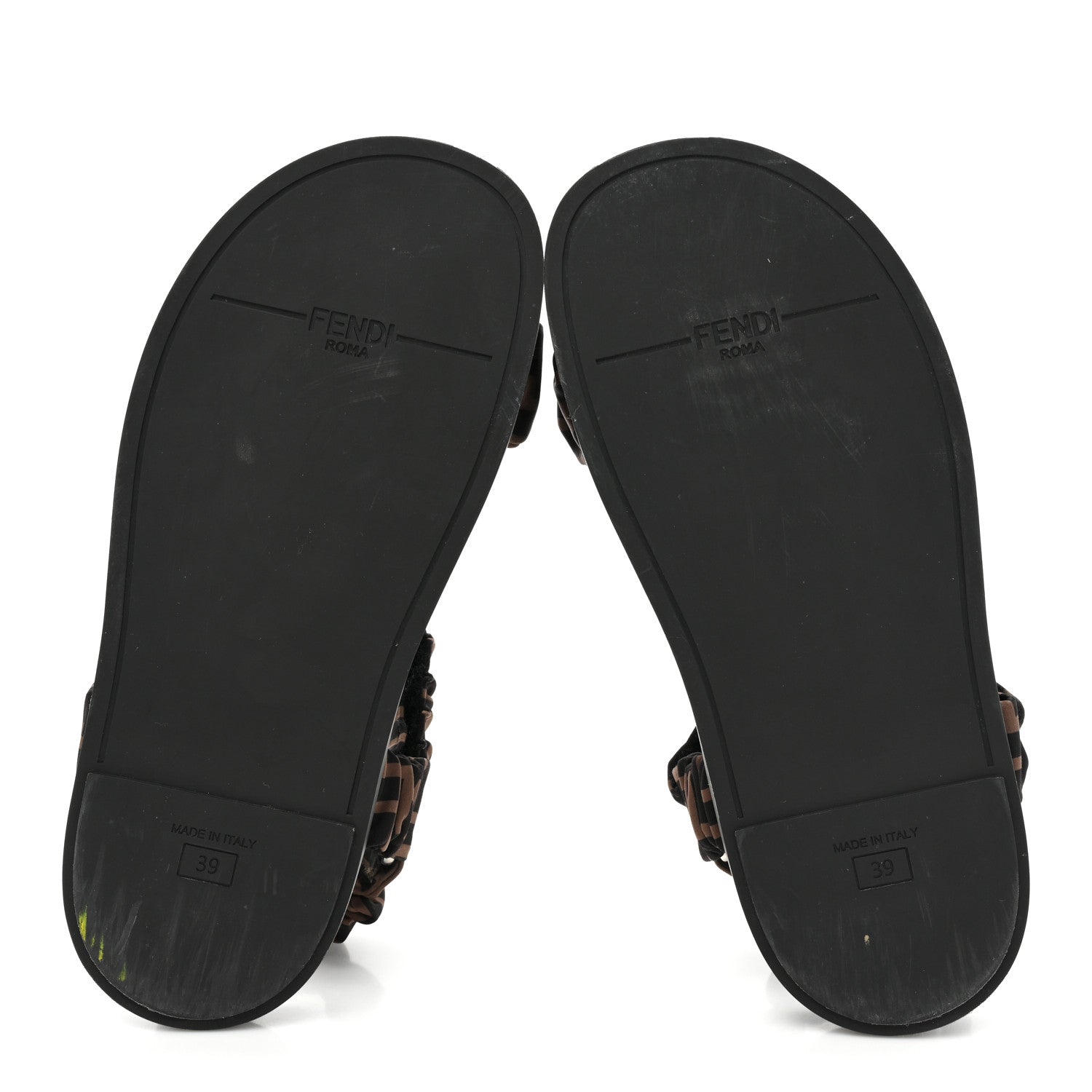 Fendi Satin FF Ruched Sandals 39 Tobacco Black 5 of 8