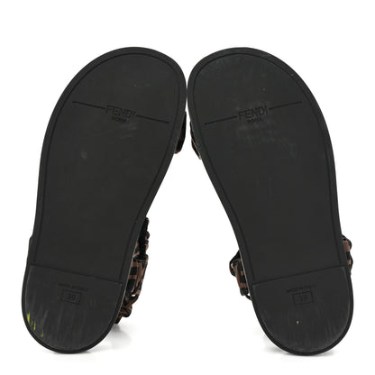 Fendi Satin FF Ruched Sandals 39 Tobacco Black 5 of 8